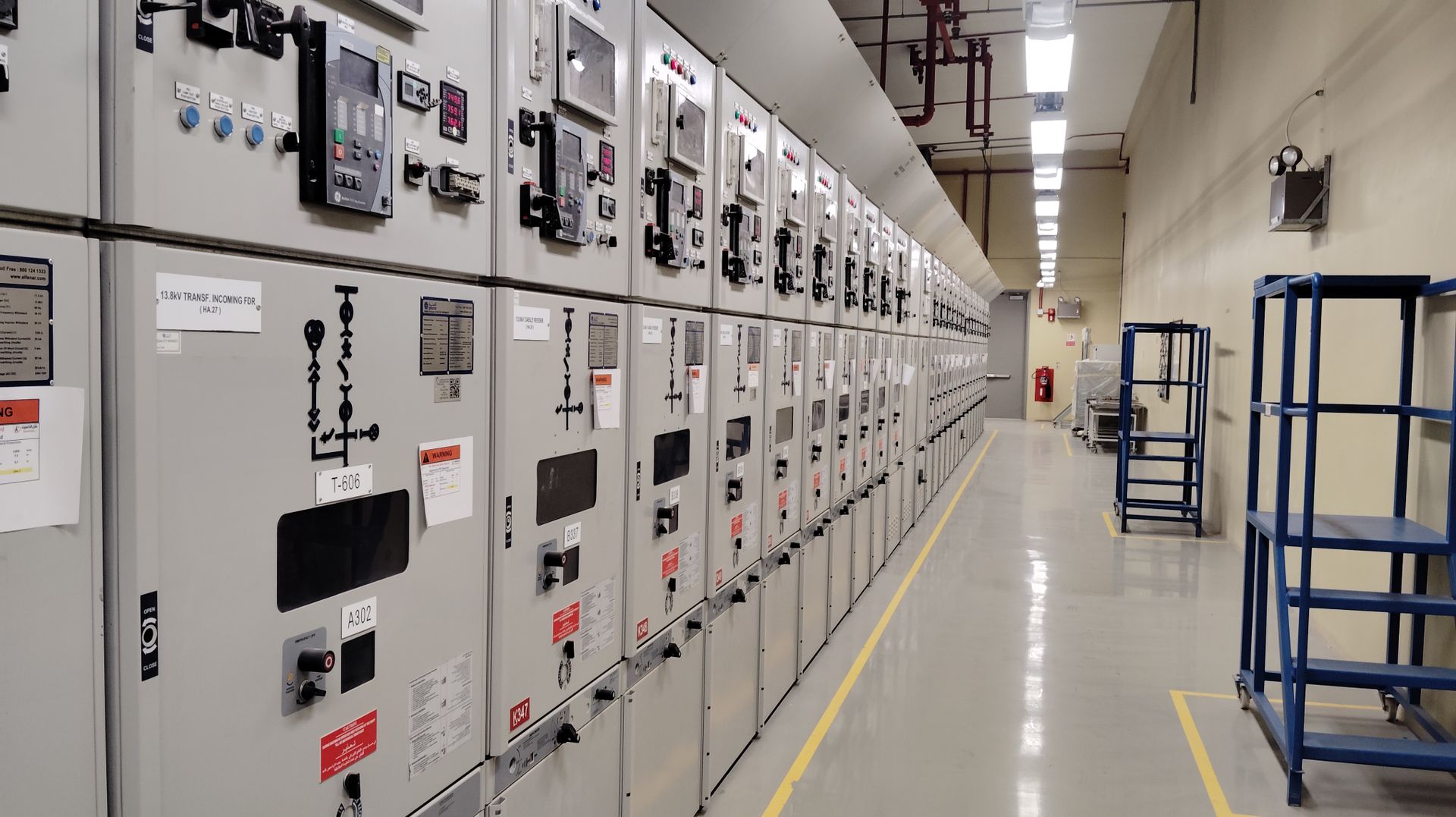 Industrial control room with supervision panels